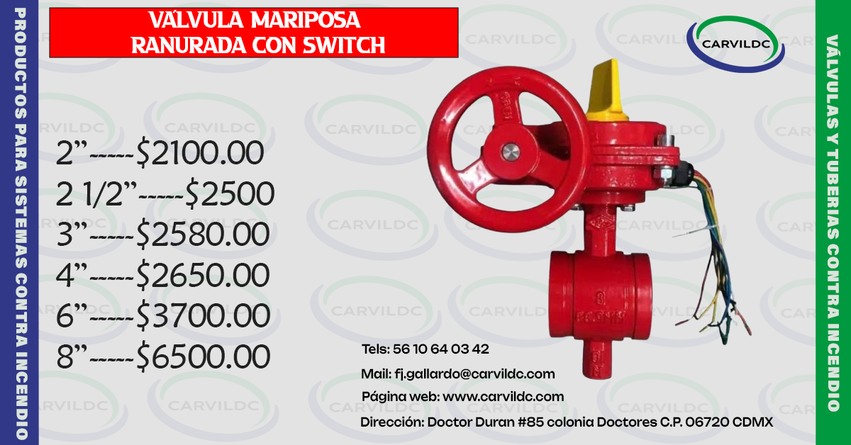 FICHA VALVULA RANURADA CON SWITCH CONTRA INCENDIO