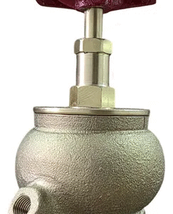 Válvula Globo Angular De Bronce CON SALIDA PARA MANOMETRO De 2"  Hembra X  1 1/2"  Macho ROSCA IPT
